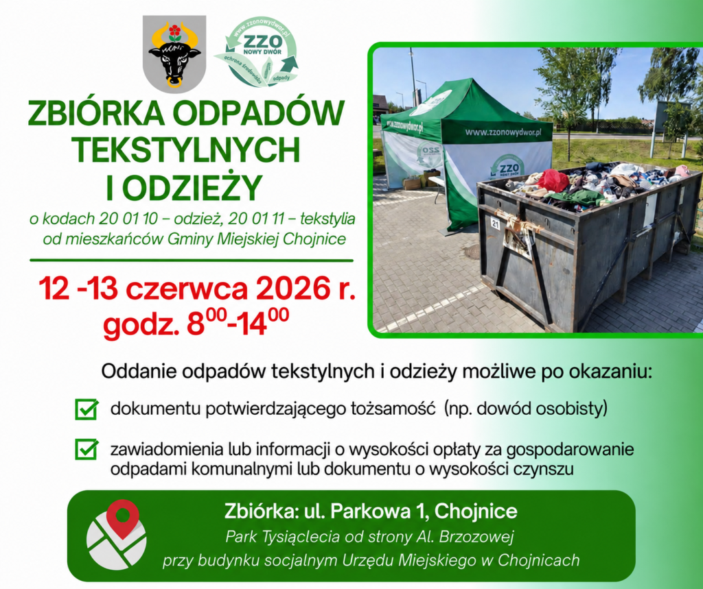 zbiorka odpadow chojnice tekstylia